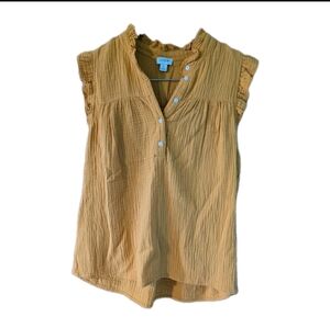 J Crew Top shirt Women Sleeveless Size Small Gold 100% Cotton